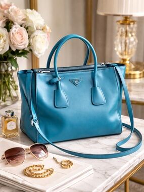 PRADA City Calf Twin Zipper Convertible Bag